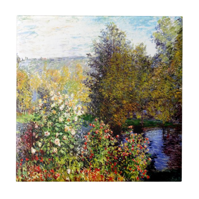 Claude Monet Eine Ecke des Gartens Fliese (Vorderseite)