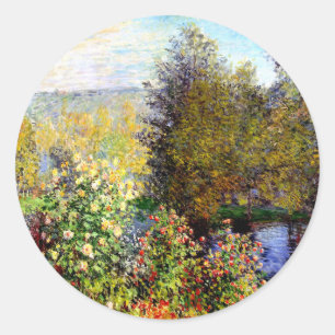 Claude Monet Eine Ecke des Gartens Runder Aufkleber