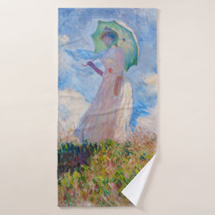 Claude Monet - Eine Frau mit einem Parasol gegenüb Badhandtuch Set