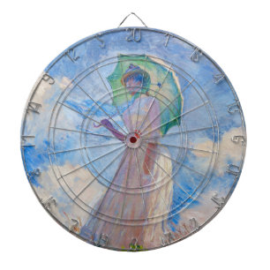 Claude Monet - Eine Frau mit einem Parasol gegenüb Dartscheibe