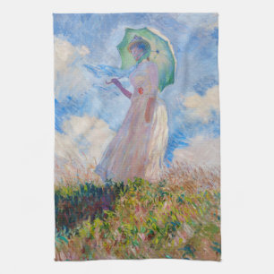 Claude Monet - Eine Frau mit einem Parasol gegenüb Geschirrtuch