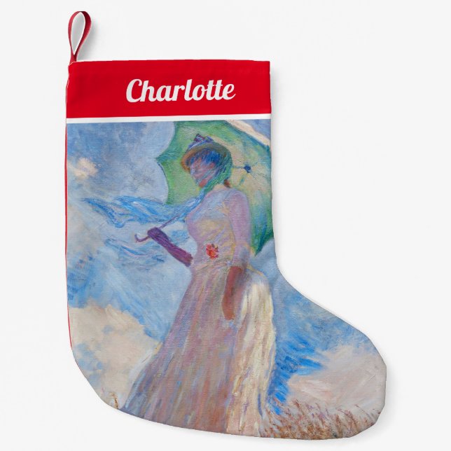Claude Monet - Eine Frau mit einem Parasol gegenüb Kleiner Weihnachtsstrumpf (Vorderseite)