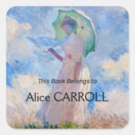 Claude Monet - Eine Frau mit einem Parasol gegenüb Quadratischer Aufkleber