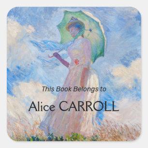 Claude Monet - Eine Frau mit einem Parasol gegenüb Quadratischer Aufkleber
