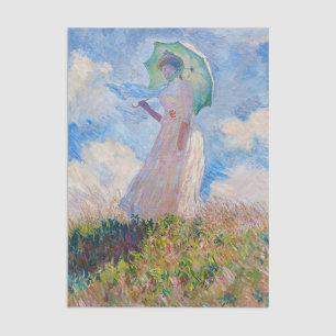 Claude Monet - Eine Frau mit einem Parasol gegenüb Seidenpapier