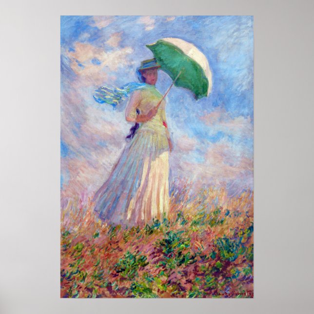 Claude Monet - Eine Frau mit einem Sonnenschirm au Poster (Vorne)