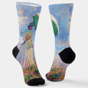 Claude Monet - Eine Frau mit einem Sonnenschirm au Socken