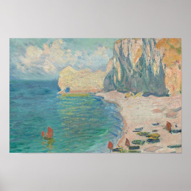 Claude Monet - Etretat - Der Strand und die Falais Poster (Vorne)