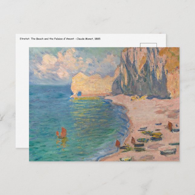 Claude Monet - Etretat: Strand und Falaise d'Betwe Postkarte (Vorne/Hinten)