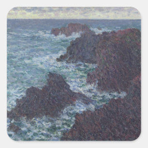 Claude Monet Felsen in Belle-Ile, der wilden Küs Quadratischer Aufkleber
