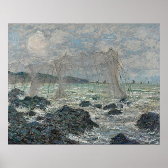 Claude Monet - Fischereinetze in Pourville Poster (Vorne)
