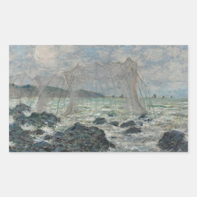 Claude Monet - Fischereinetze in Pourville Rechteckiger Aufkleber (Vorderseite)