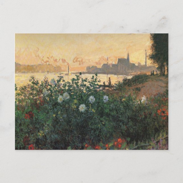 Claude Monet - Flower Riverbank, Argenteuil Postkarte (Vorderseite)