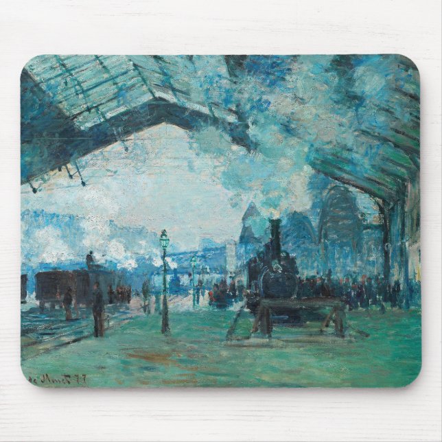 Claude Monet Französische Eisenbahn Kunst, Dichtun Mousepad (Vorne)