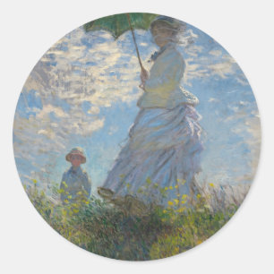 Claude Monet-Frau mit einem Sonnenschirm 1875 Runder Aufkleber