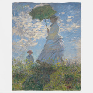 Claude Monet Frau mit einem Sonnenschirm Fine Art Fleecedecke