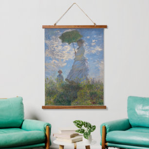 Claude Monet Frau mit einem Sonnenschirm Fine Art Wandteppich Mit Holzrahmen