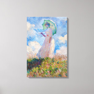 Claude Monet - Frau mit einem Sonnenschirm nach li Leinwanddruck