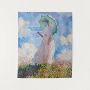 Claude Monet - Frau mit einem Sonnenschirm nach li Wandteppich