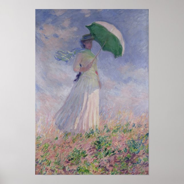 Claude Monet | Frau mit einem Sonnenschirm rechts  Poster (Vorne)