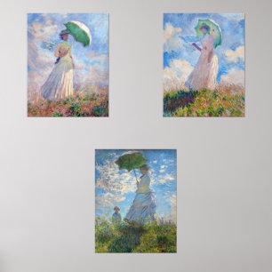Claude Monet - Frau mit einer Reihe von Parasolen Bilderwand Sets