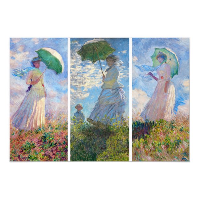 Claude Monet - Frau mit einer Reihe von Parasolen Fotodruck (Vorne)