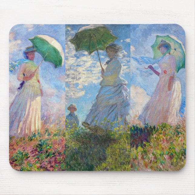 Claude Monet - Frau mit einer Reihe von Parasolen Mousepad (Vorne)