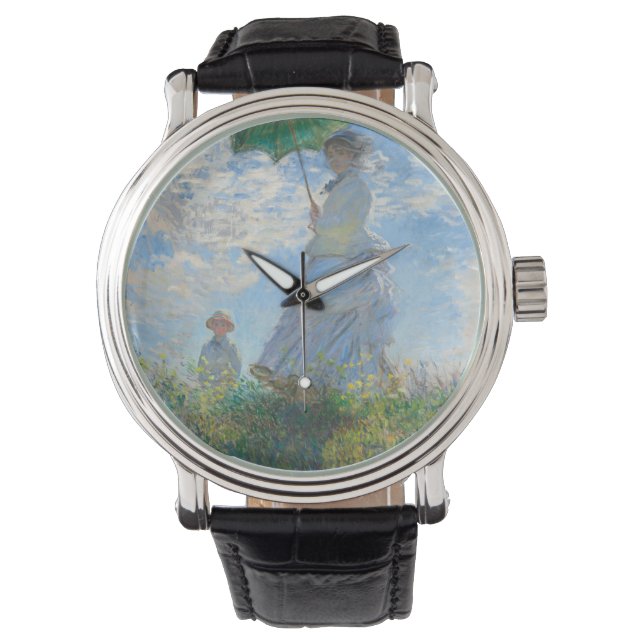 Claude Monet Frau mit Sonnenschirm Armbanduhr (Vorderseite)
