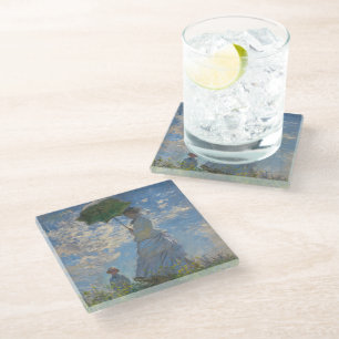 Claude Monet Frau mit Sonnenschirm Fine Art Glasuntersetzer
