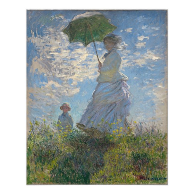 Claude Monet - Frau mit Sonnenschirm Fotodruck (Vorne)