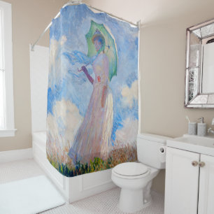 Claude Monet - Frau mit Sonnenschirm nach links ge Duschvorhang