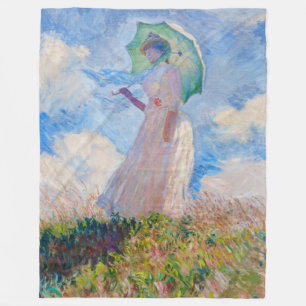 Claude Monet - Frau mit Sonnenschirm nach links ge Fleecedecke