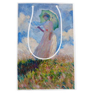 Claude Monet - Frau mit Sonnenschirm nach links Mittlere Geschenktüte
