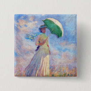 Claude Monet - Frau mit Sonnenschirm nach rechts Button