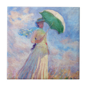 Claude Monet - Frau mit Sonnenschirm nach rechts Fliese
