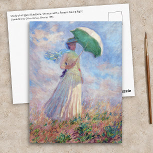 Claude Monet - Frau mit Sonnenschirm nach rechts g Postkarte