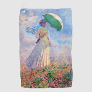 Claude Monet - Frau mit Sonnenschirm nach rechts Golfhandtuch