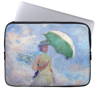 Claude Monet - Frau mit Sonnenschirm nach rechts Laptopschutzhülle