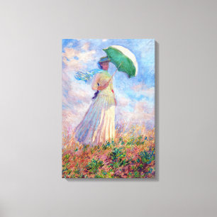Claude Monet - Frau mit Sonnenschirm nach rechts Leinwanddruck