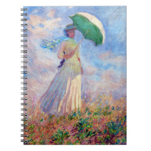 Claude Monet - Frau mit Sonnenschirm nach rechts Notizblock