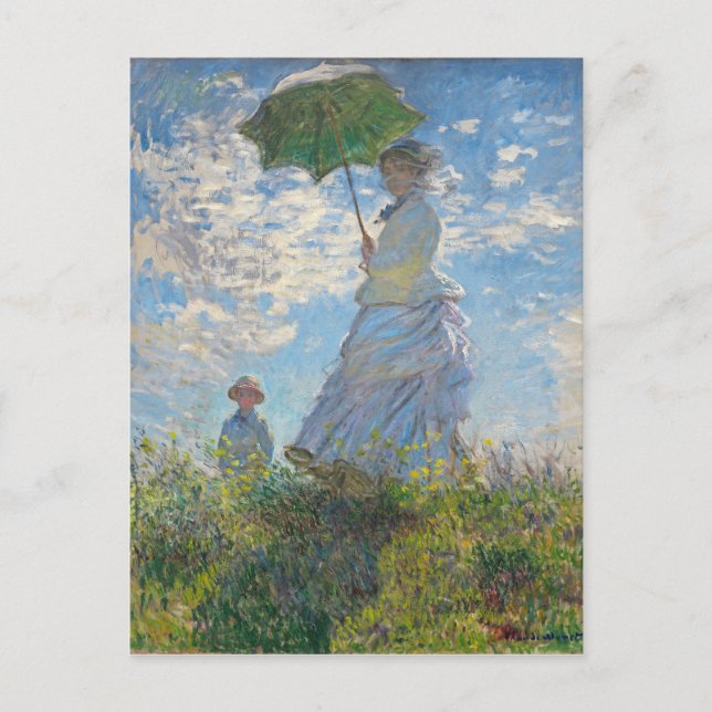 Claude Monet | Frau mit Sonnenschirm Postkarte (Vorderseite)