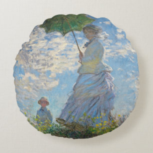 Claude Monet Frau mit Sonnenschirm Rundes Kissen