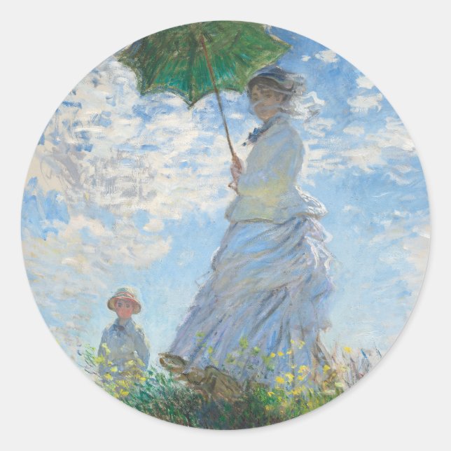 CLAUDE MONET "FRAU WITH A PARASOL" ENVELOPTION RUNDER AUFKLEBER (Vorderseite)