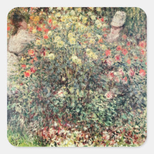 Claude Monet   Frauen in den Blume, 1875 Quadratischer Aufkleber