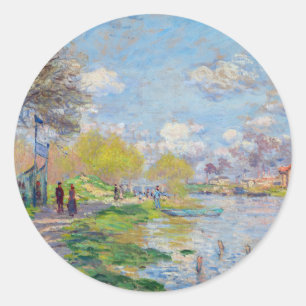 Claude Monet - Frühling an der Seine Runder Aufkleber