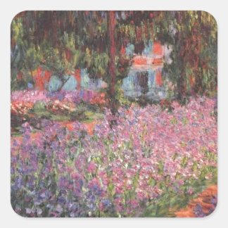 Claude Monet // Garden at Giverny Quadratischer Aufkleber