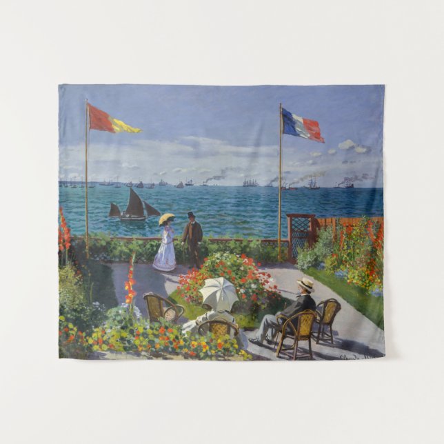 Claude Monet - Garten bei Sainte-Adresse Wandteppich (Vorderseite (Horizontal))