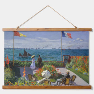 Claude Monet - Garten in Sainte-Adresse Wandteppich Mit Holzrahmen