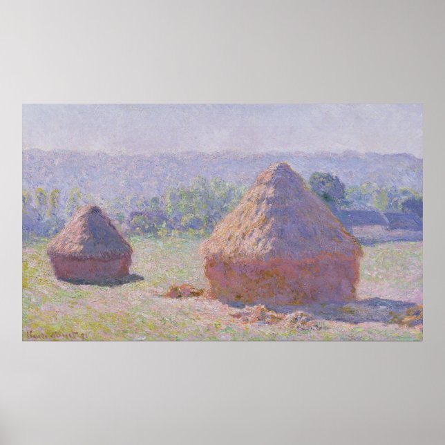 Claude Monet | Grainstacks am Ende des Sommers Poster (Vorne)