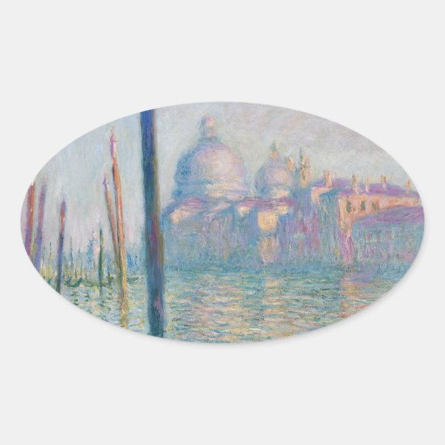 Claude Monet Grand Canal Venedig Italien Reisen Ovaler Aufkleber (Vorderseite)